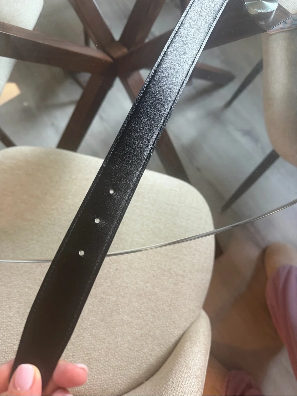 Hermes Black and Brown Reversible Leather Belt with Gold H Buckle